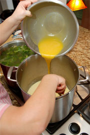 pouring from bowl